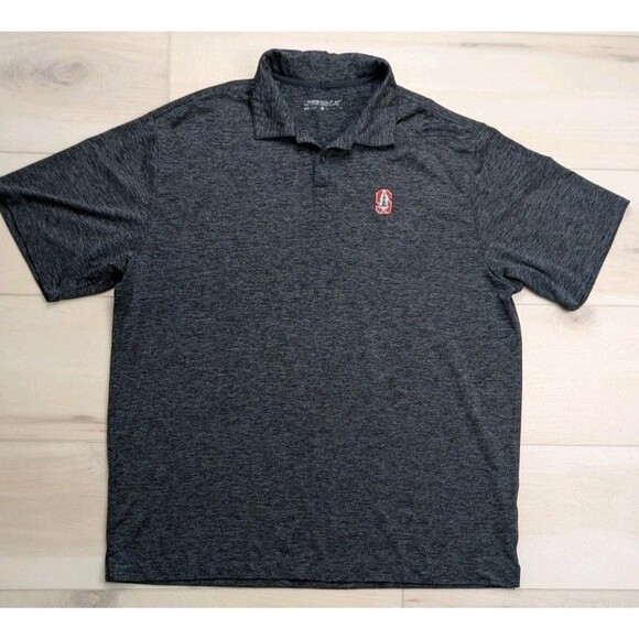 Nike Golf Polo Shirt Mens XL Stanford Cardinal Charcoal Gray Heather Dri-Fit - Picture 1 of 9